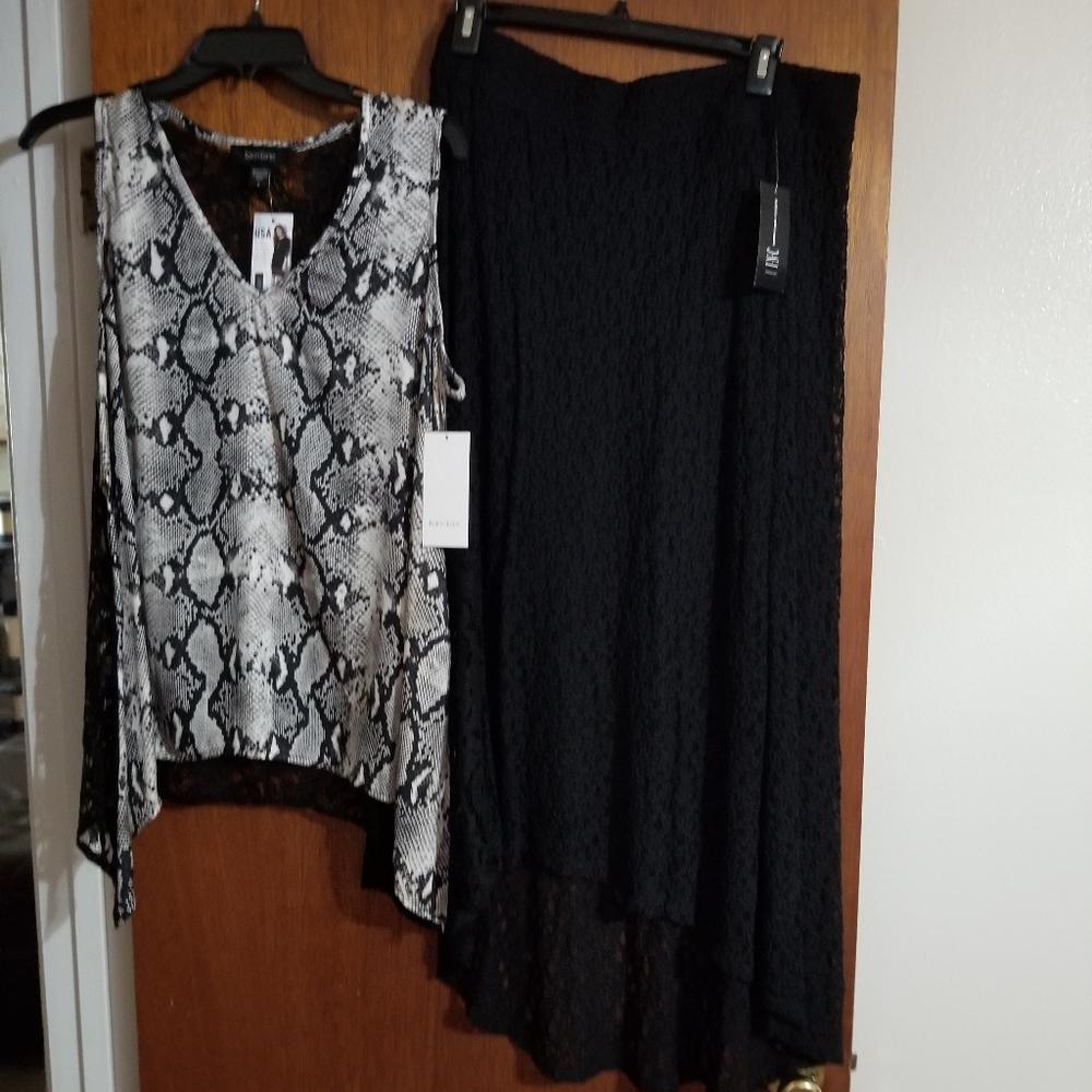 INC skirt and Karen Kane shirt